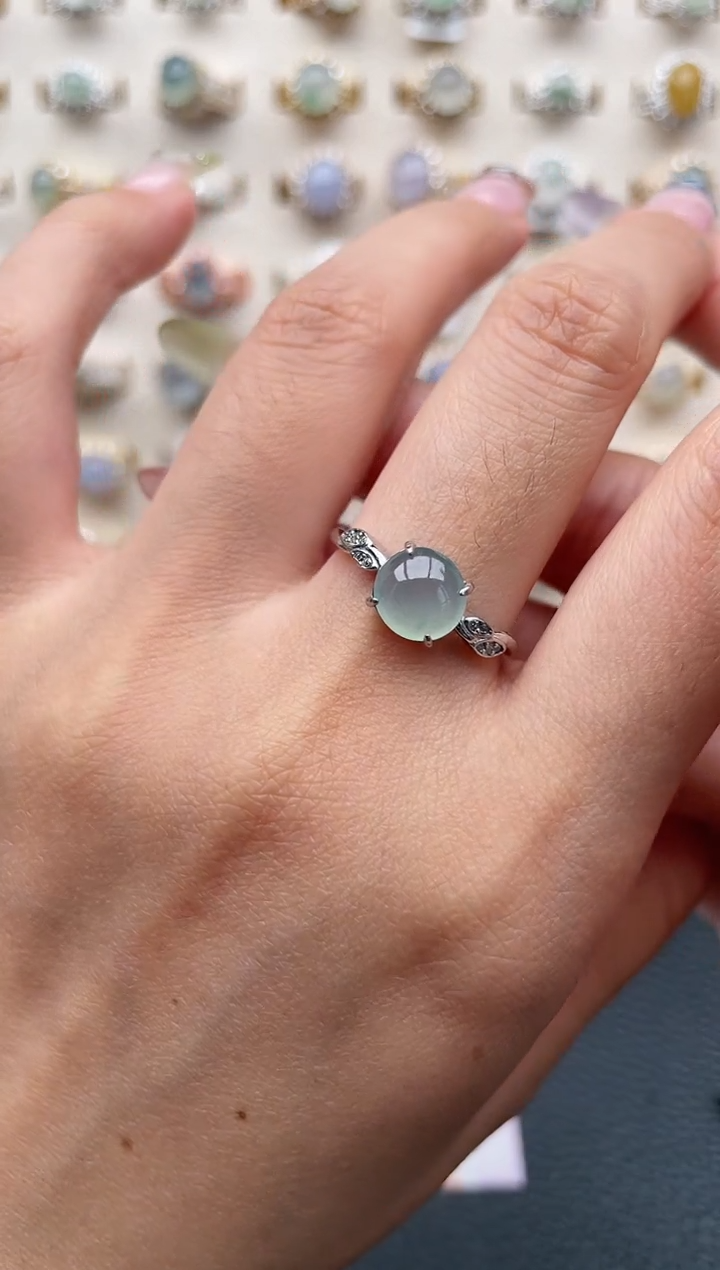 翡翠戒指银S925镶嵌1111