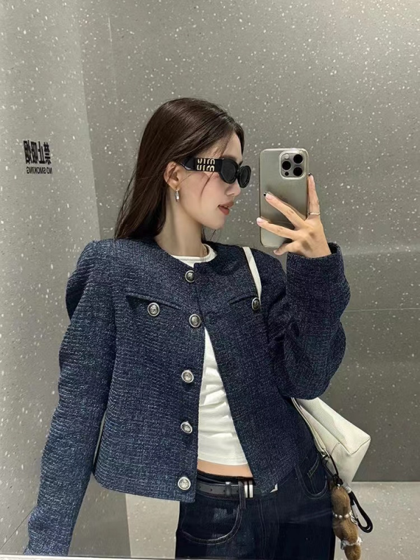 小香风外套女春秋季2025新款藏蓝色法式名媛气质高级设计感上衣