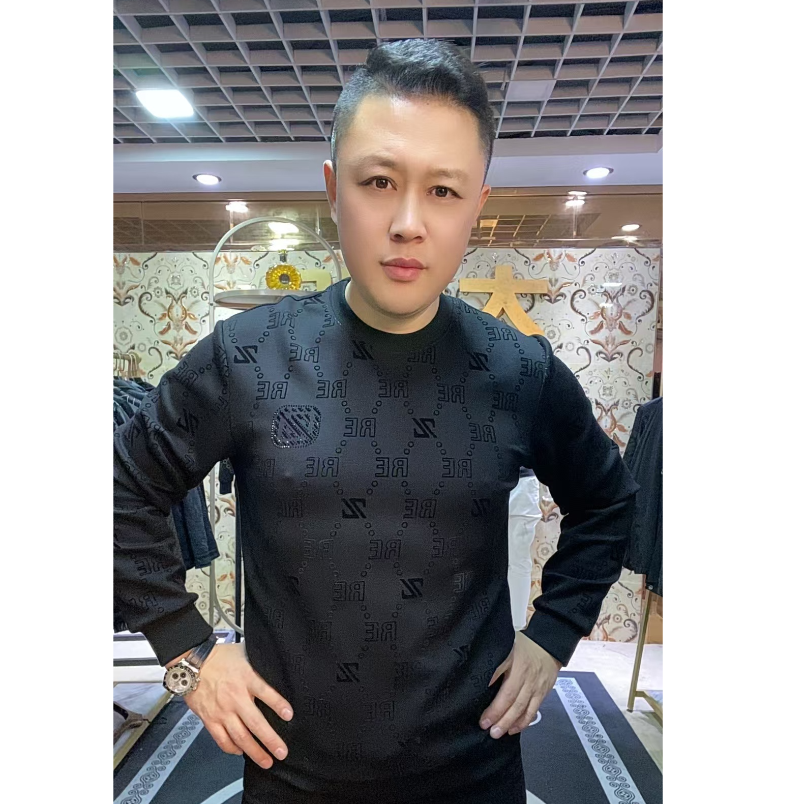 【大咖汇】77男上衣修身轻奢百搭77休闲男装长袖秋季新款高档卫衣男