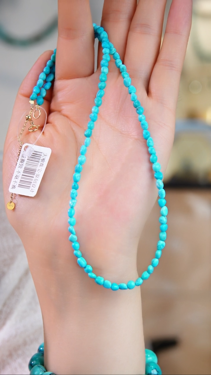 银S925镀金镶嵌绿松石项链多样性发货