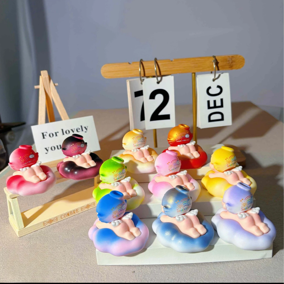 [直播拆]云朵趴趴天使李四可爱摆件树脂渐变手感漆diy车载饰品