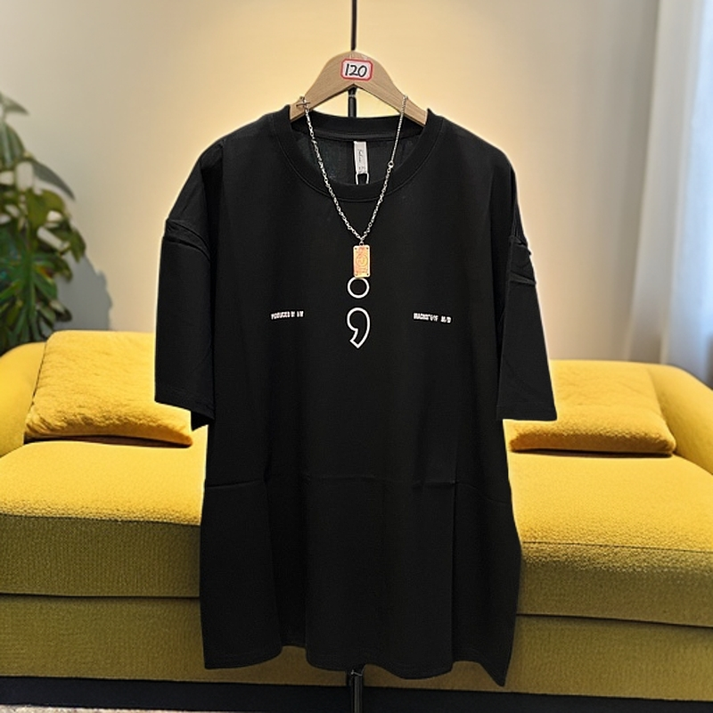 T恤夏季圆领运动时尚潮流长款青春活力短袖百搭针织几何