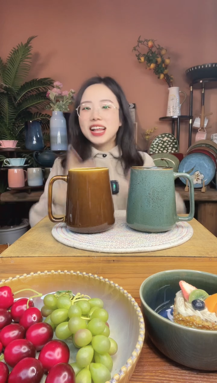 陶瓷700毫升双色水杯 2件  微瑕
