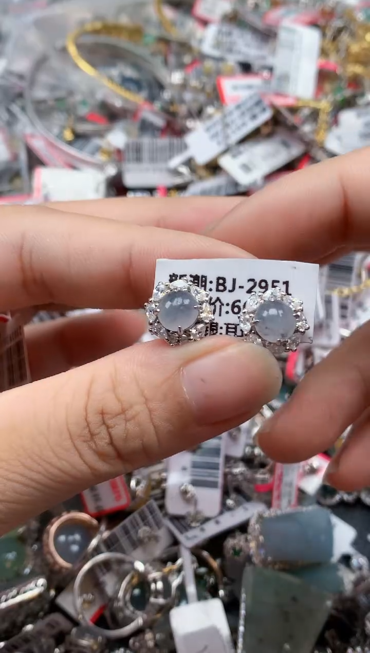 银S925镶嵌戒指翡翠天然A货缅甸翡翠