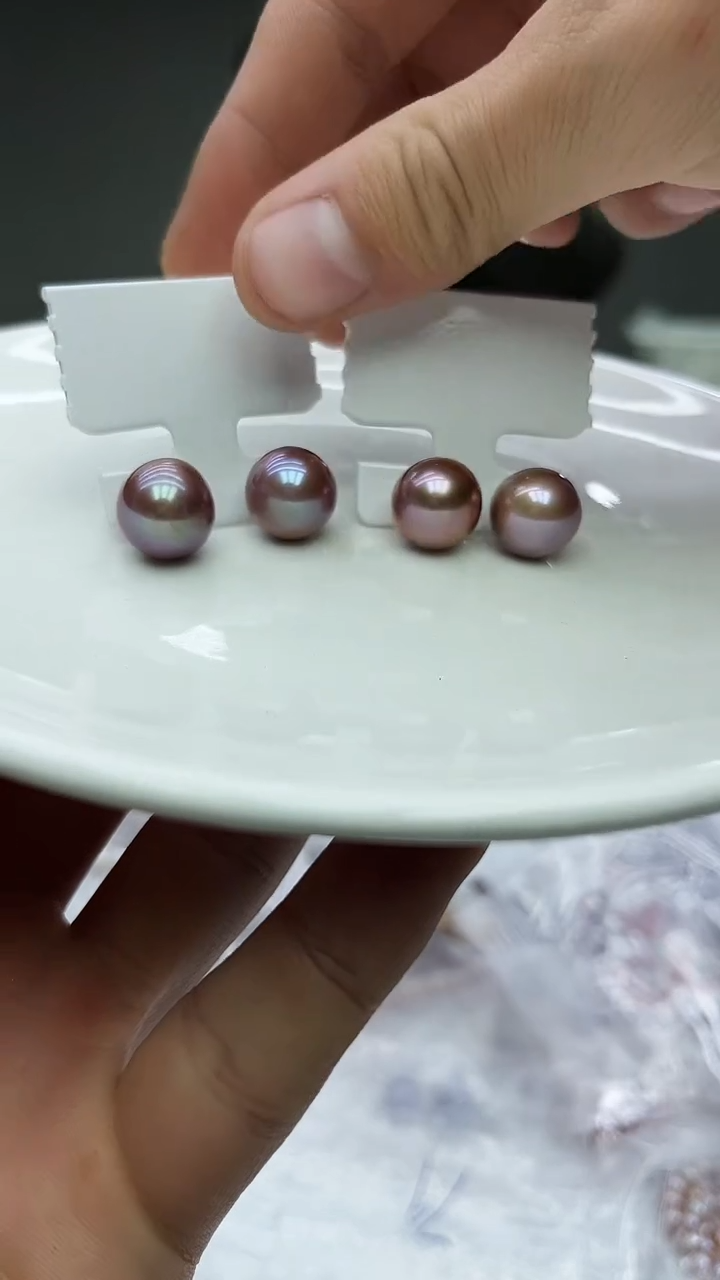 未镶嵌耳饰淡水珍珠紫色系耳饰