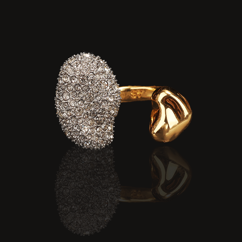 一漾 铜合金合成锆石戒指 铜合金 合成立方氧化锆 金色系戒指 