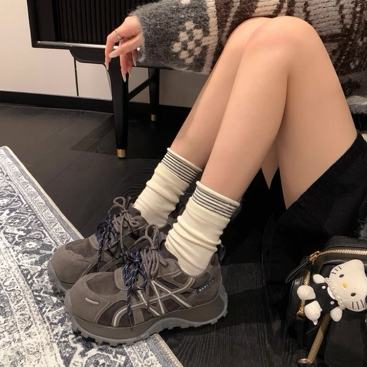 【Yuki定制】潮流双鞋带加绒2025新款百搭舒适厚底徳训鞋运动休闲鞋