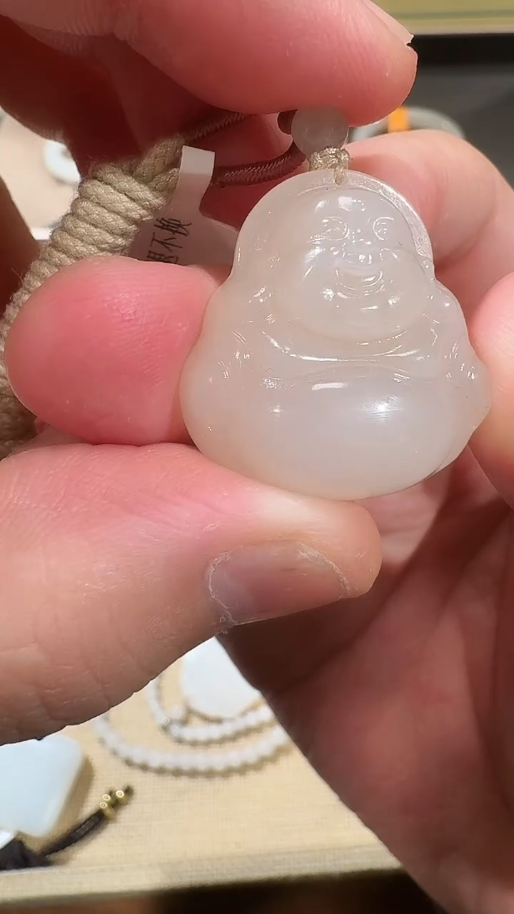【闪购商品】和田玉吊坠未镶嵌0929淡藕粉佛公（28）