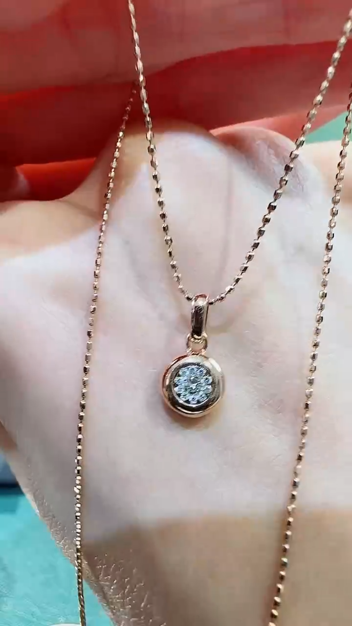 【闪购商品】钻石套链18K金镶嵌18K金钻石泡泡套链