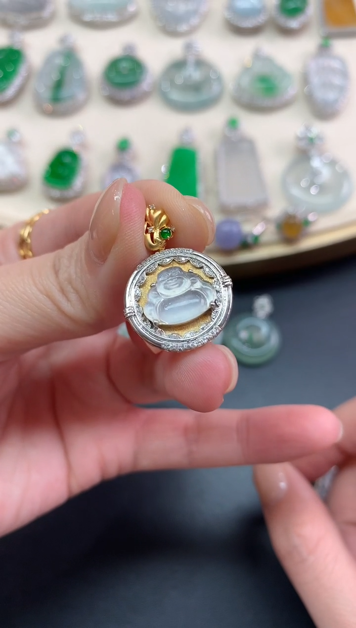 翡翠18K金镶嵌吊坠(不含链)C416|4980