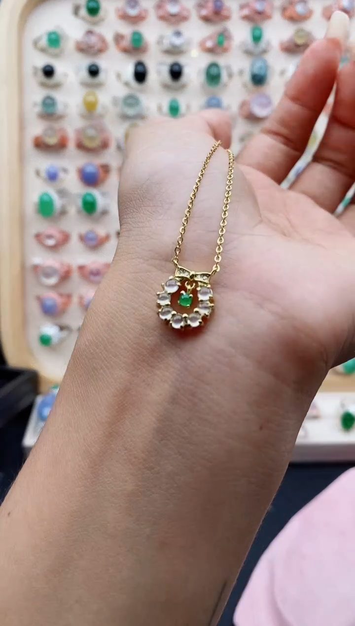 【闪购商品】翡翠戒指银S925镶嵌缅甸天然A货翡翠333  7+8