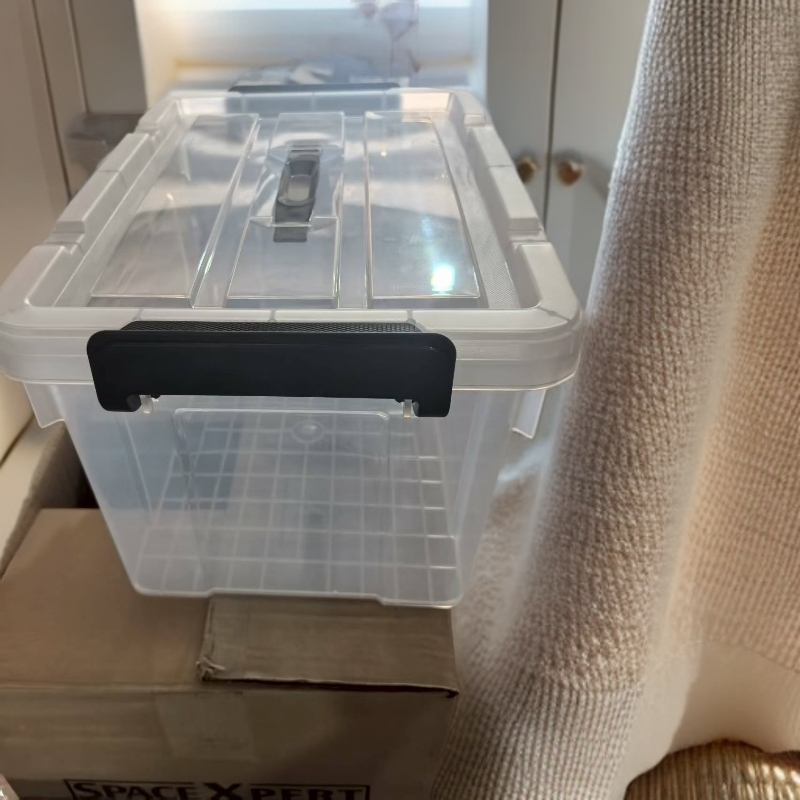 衣物收纳箱塑料整理箱20L透明装带提手