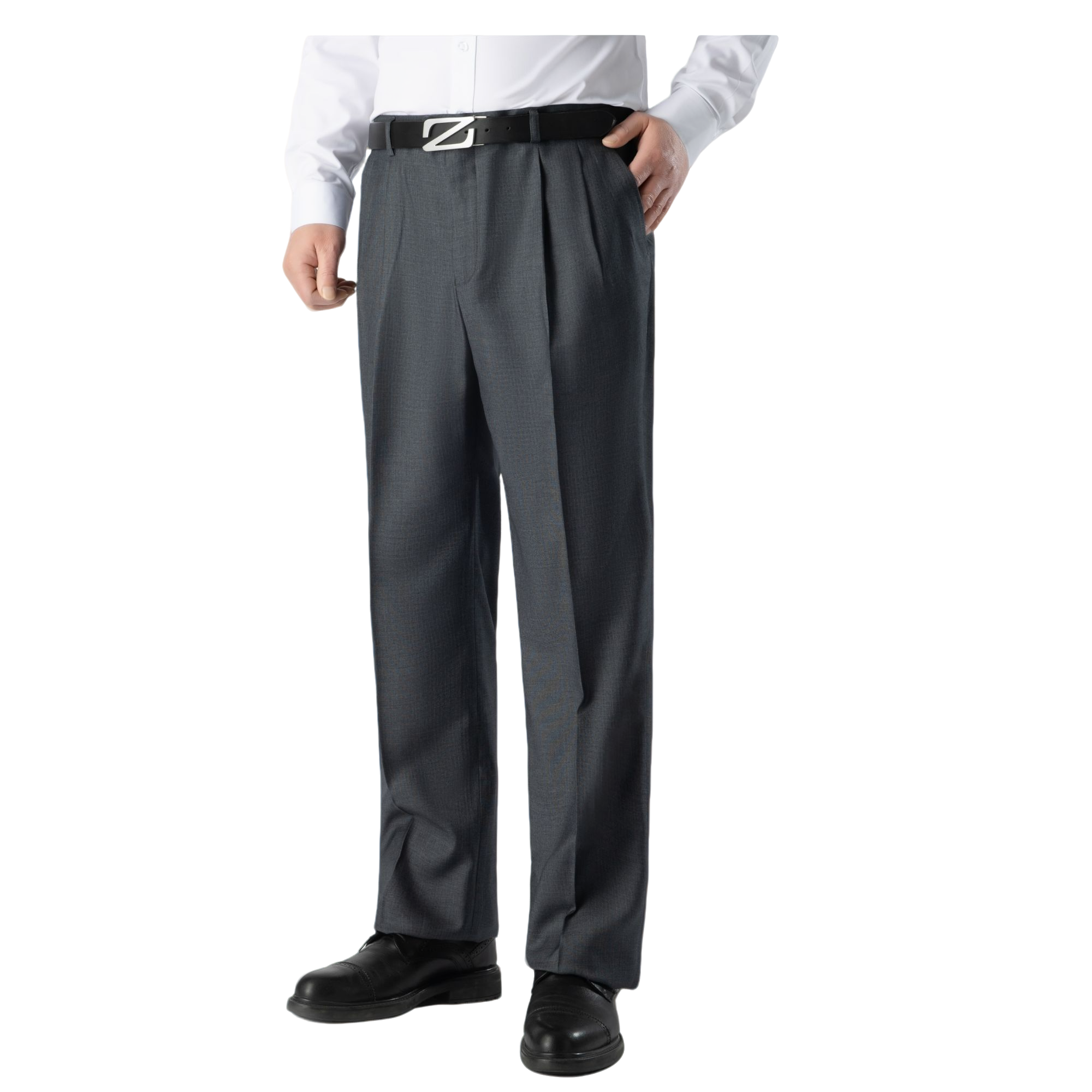 双褶垂感夏款高端西装男士西裤西装裤高腰宽松直筒免烫抗皱西裤