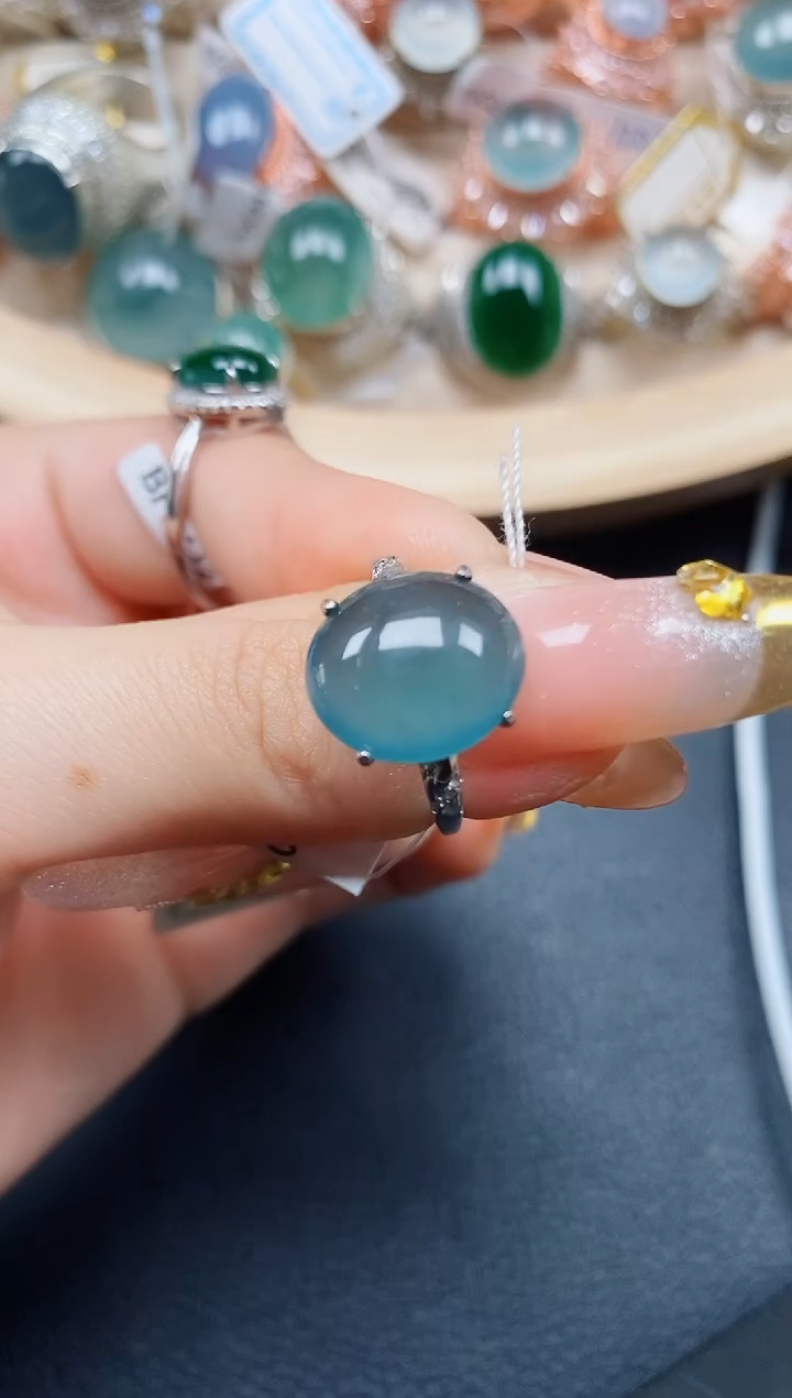 【闪购商品】翡翠戒指银S925镶嵌翡翠