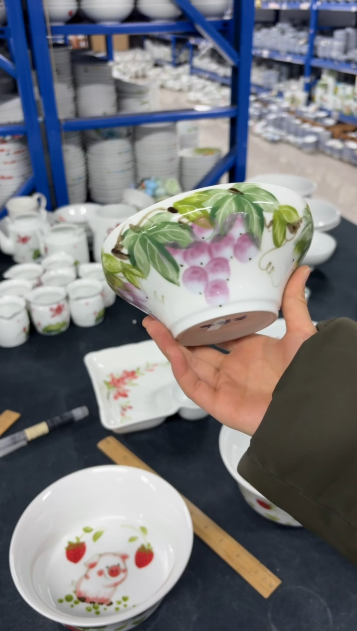 景德镇高温陶瓷食品级手绘釉中彩-葫芦碗