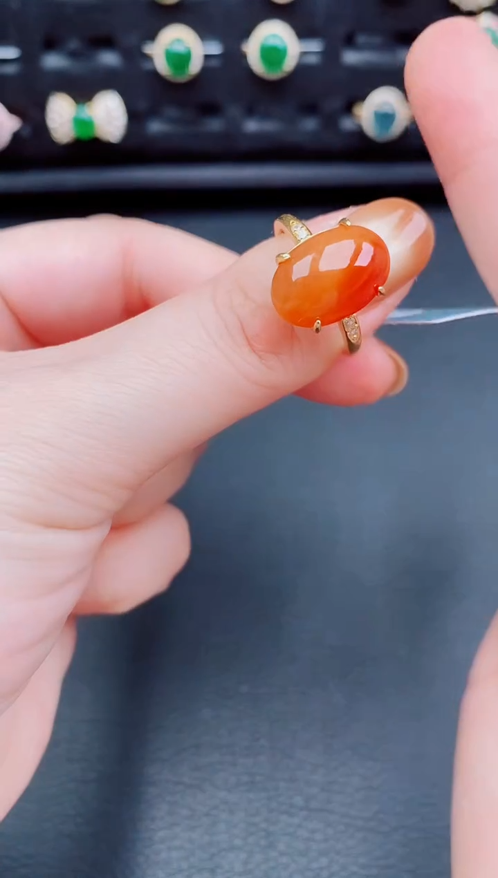 【闪购商品】翡翠戒指银S925镶嵌天然a货翡翠106