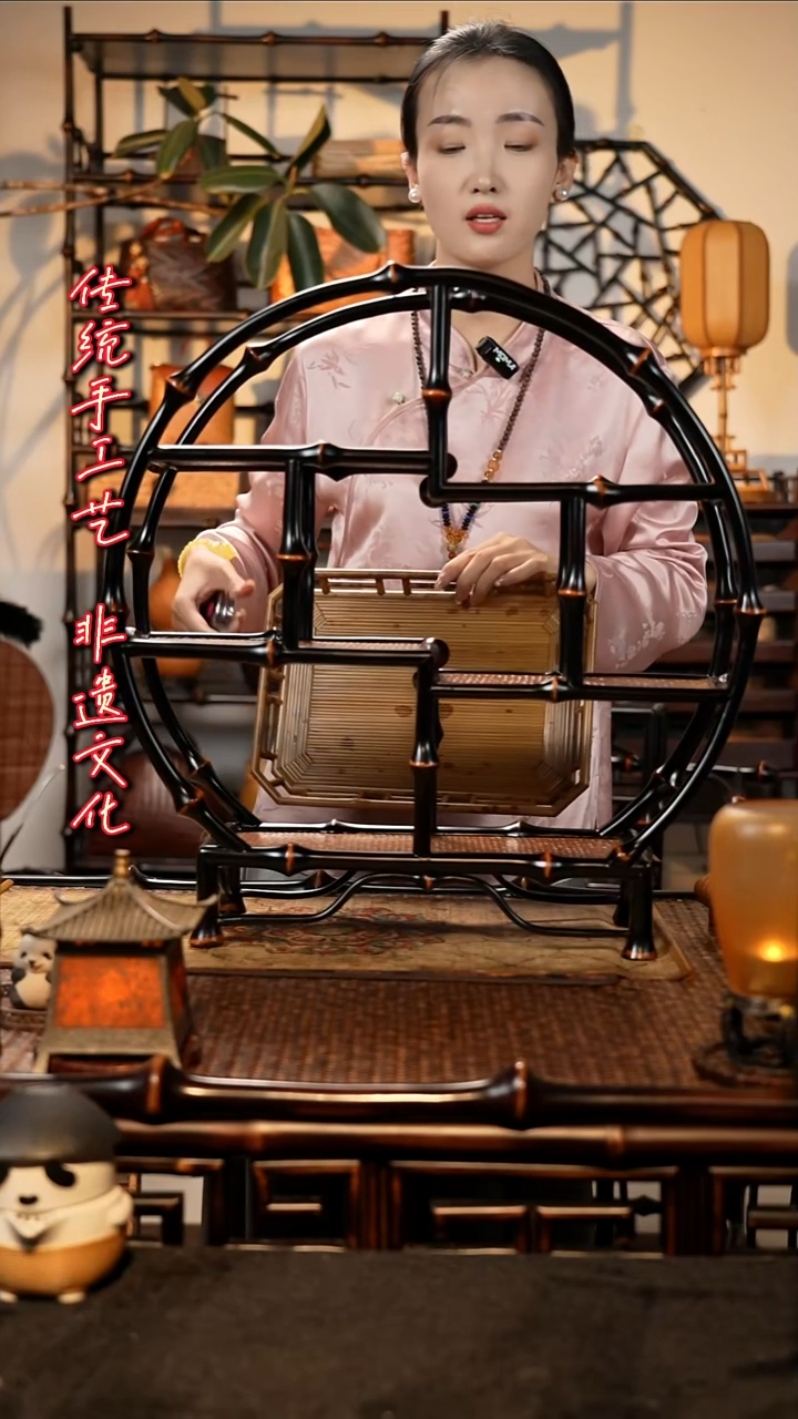 茶*香筇竹精品上圆博古架