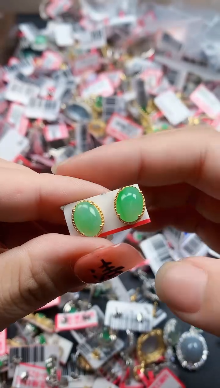 银S925镶嵌戒指翡翠天然A货缅甸翡翠