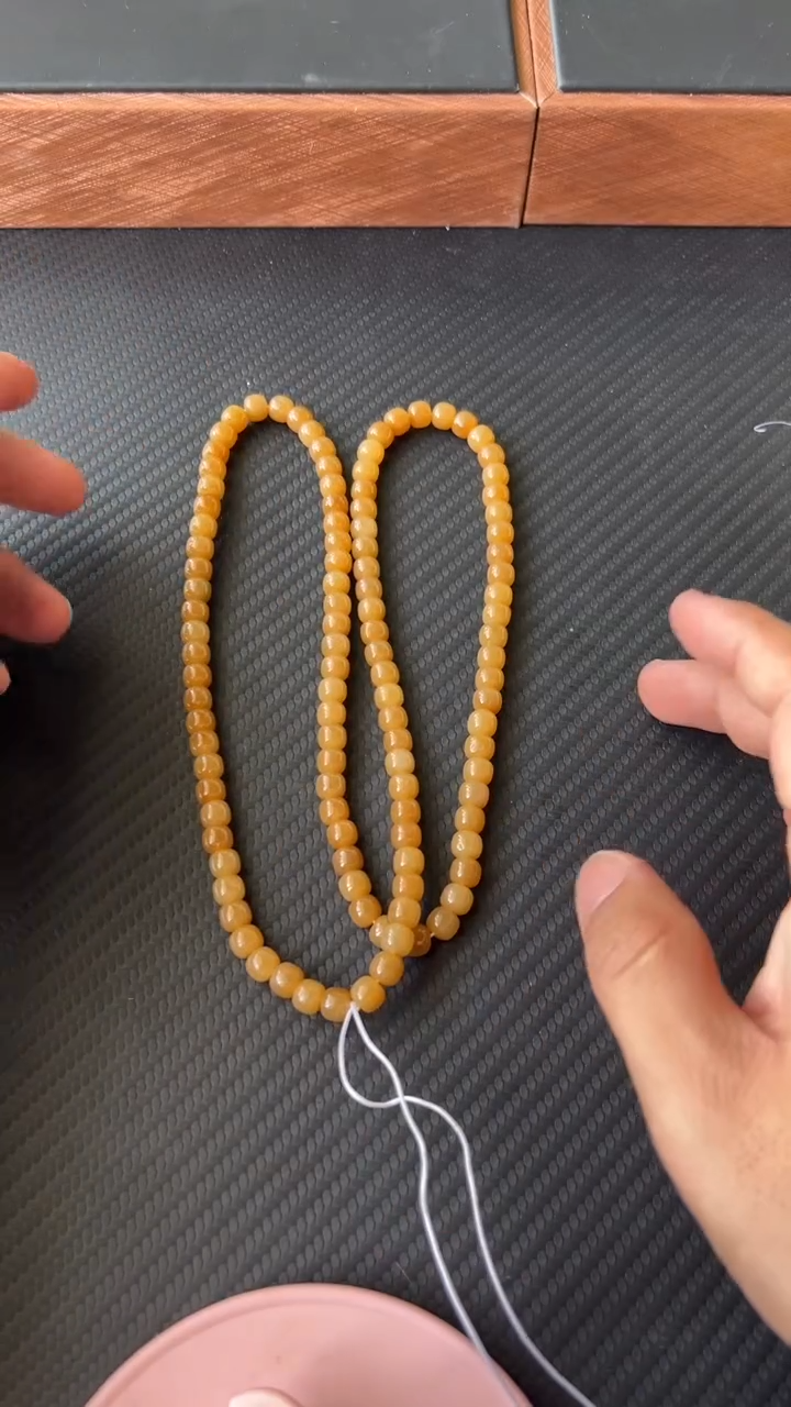 【闪购商品】和田玉项链未镶嵌且末金山微色差卡8老型珠长串