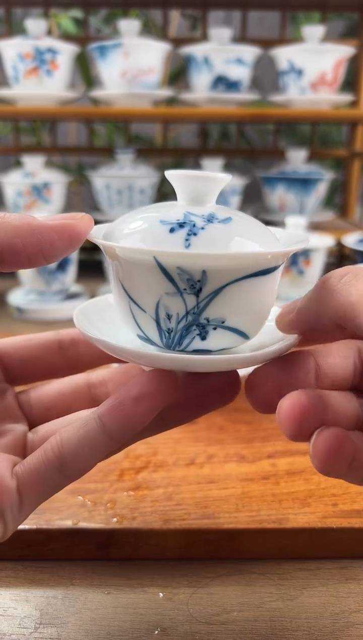 【闪购商品】微瑕兰花80ml三才盖碗