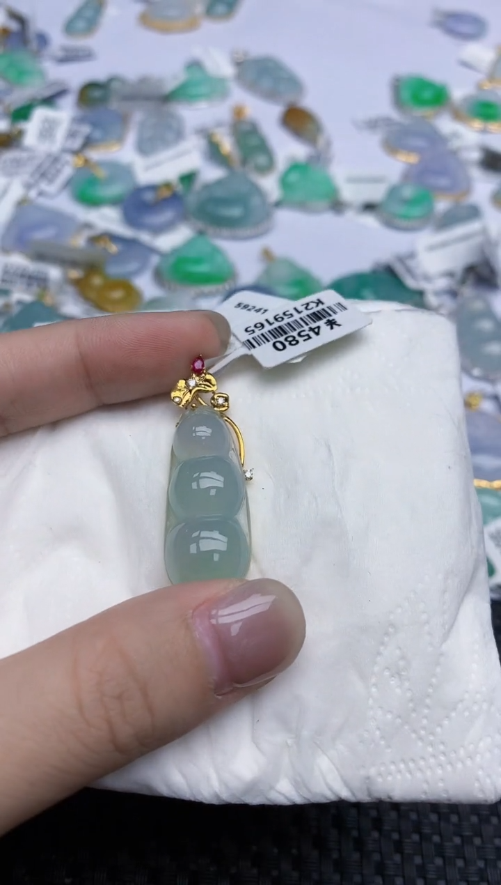 【闪购商品】翡翠颈饰18K金镶嵌天然翡翠A货