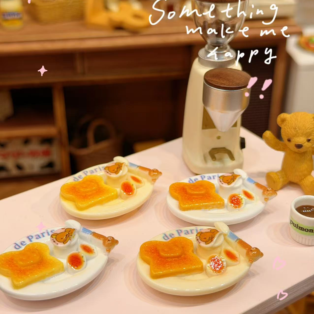 【开芯定制】轻松熊早餐盘 树脂仿真配件 手机饰品 挂件