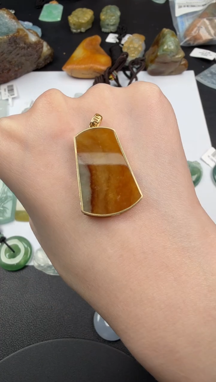 吊坠(不含链)18K金镶嵌翡翠-229翡翠饰品