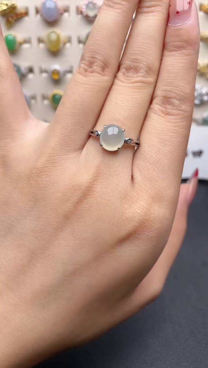 【闪购商品】翡翠戒指银S925镶嵌一物一证一礼盒