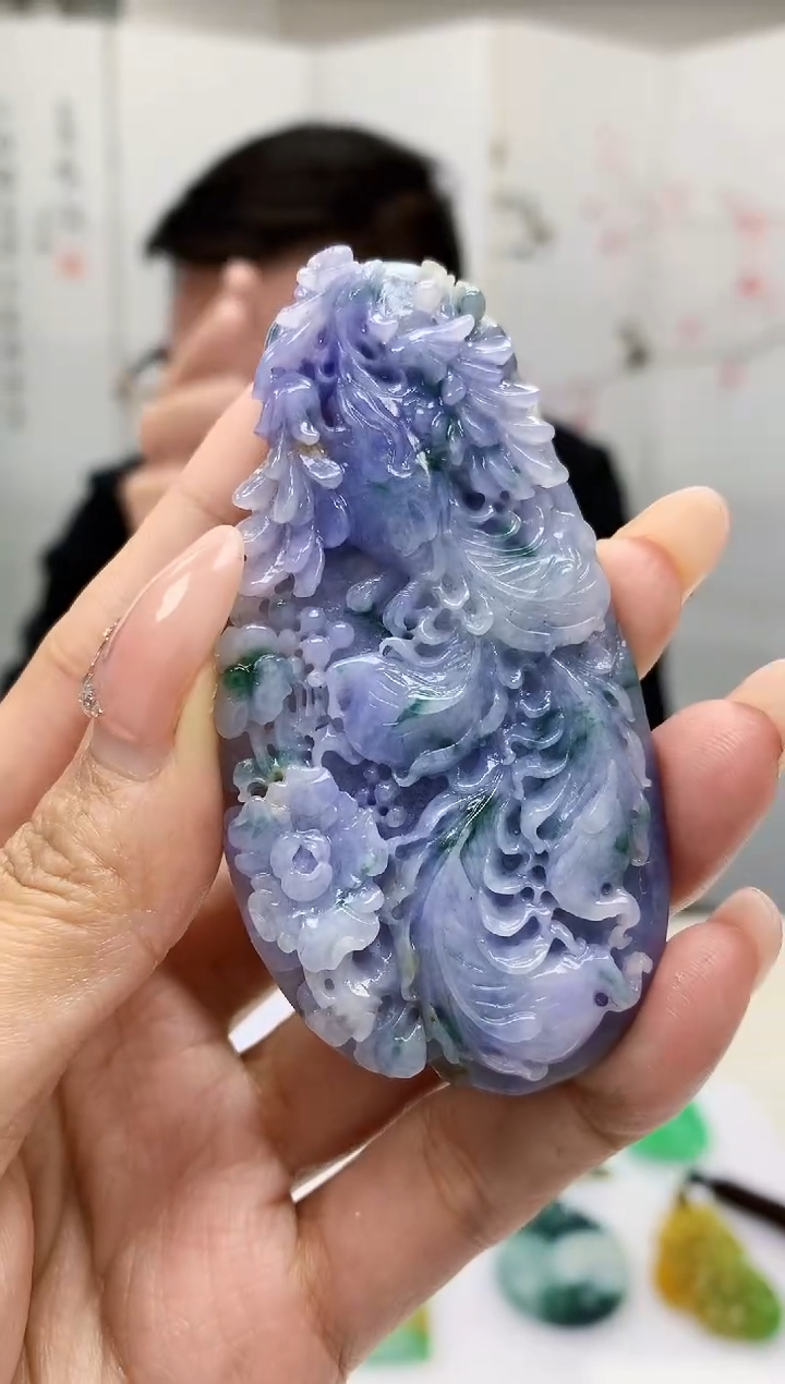 【闪购商品】定制翡翠未镶嵌5152MM-毛货挂件113