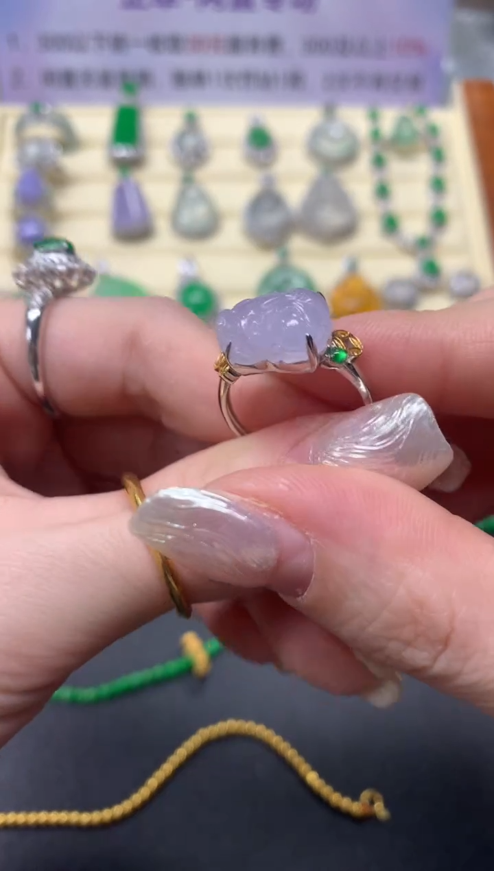 【闪购商品】翡翠戒指18K金镶嵌戒指|4500+450