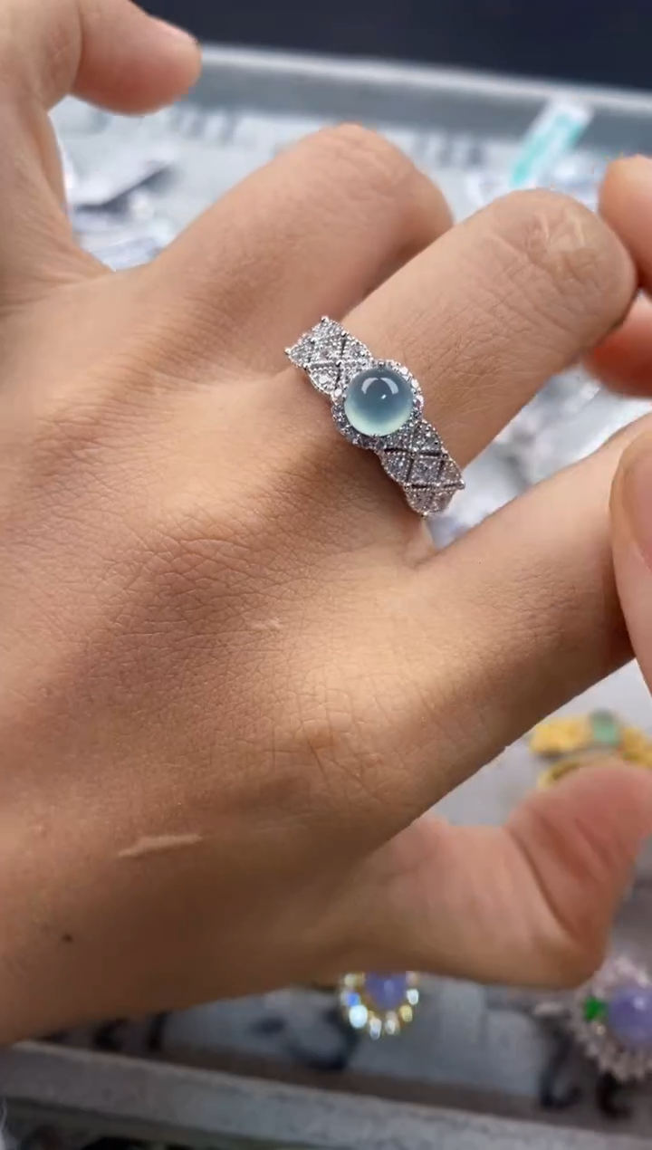 银S925镶嵌戒指翡翠111     3