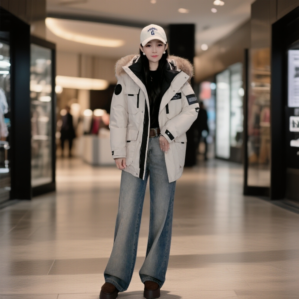 【WEIMENGYAO】男女户外工装-情侣款鹅绒极寒冲锋衣大毛领派克外套