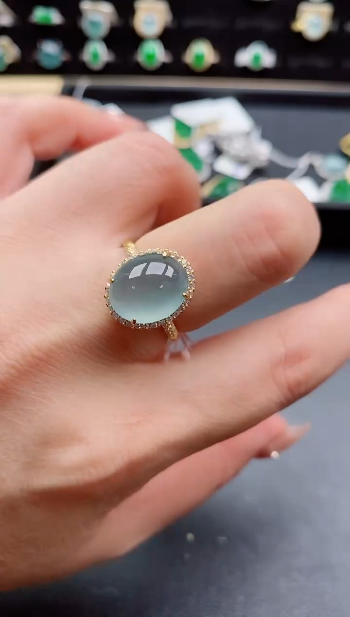 银S925镶嵌戒指翡翠1