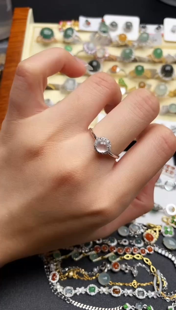 【闪购商品】翡翠戒指银S925镶嵌44444444+8