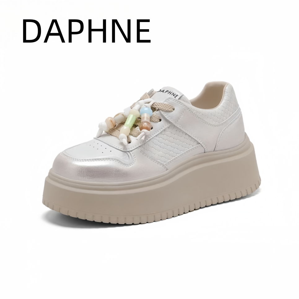 Daphne/达芙妮【鎏金旧梦】隐形增高7CM宋茜同款厚底休闲鞋女鞋秋季