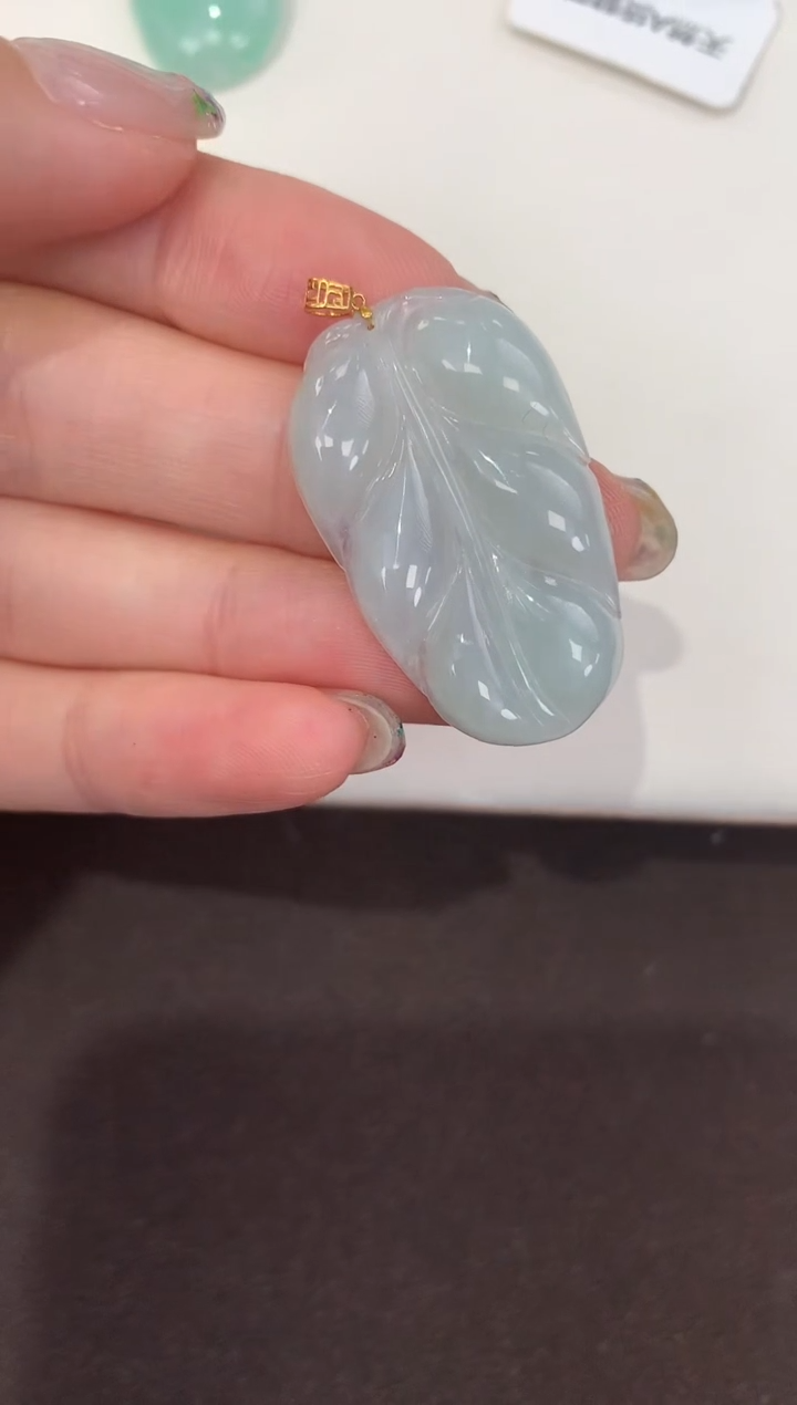 颈饰18K金镶嵌翡翠天然缅甸A货翡翠