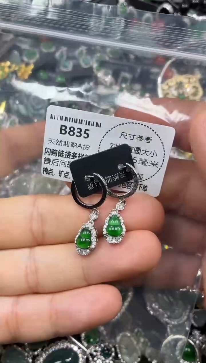 颈饰未镶嵌翡翠B835耳扣