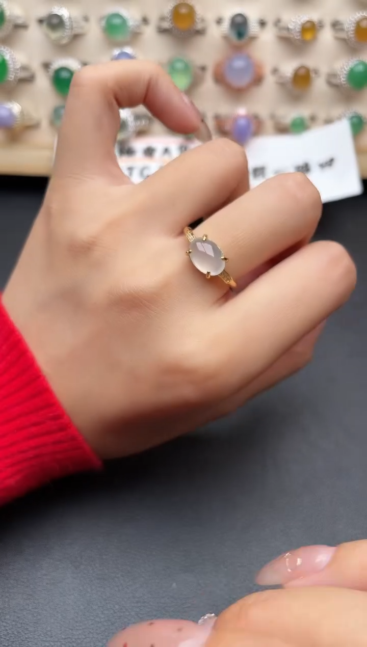 【闪购商品】翡翠戒指银S925镶嵌一物一证一礼盒