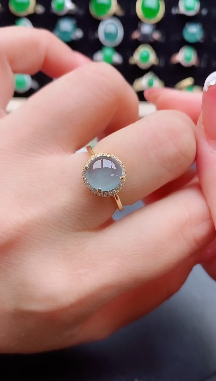 【闪购商品】翡翠戒指银S925镶嵌8500