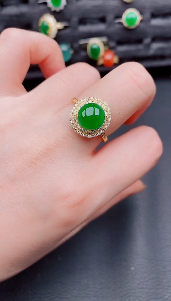 【闪购商品】翡翠戒指银S925镶嵌天然a货翡翠271