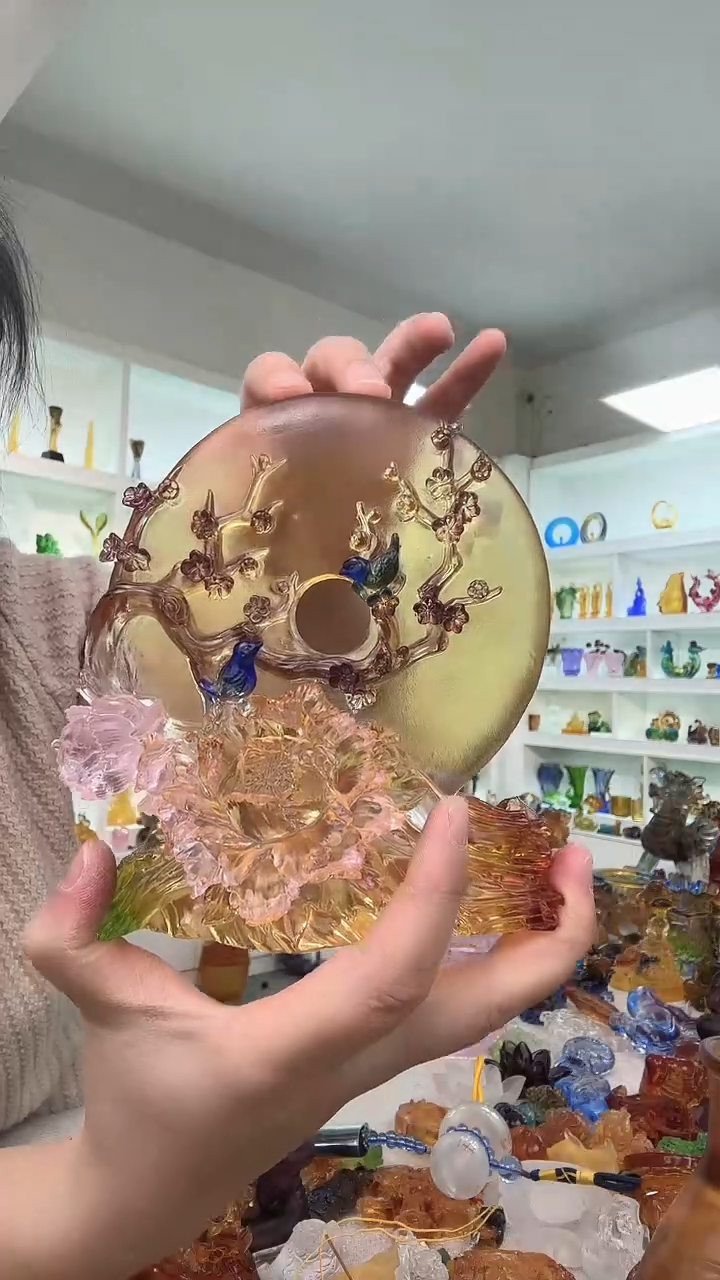 手工艺品琉璃花好月圆