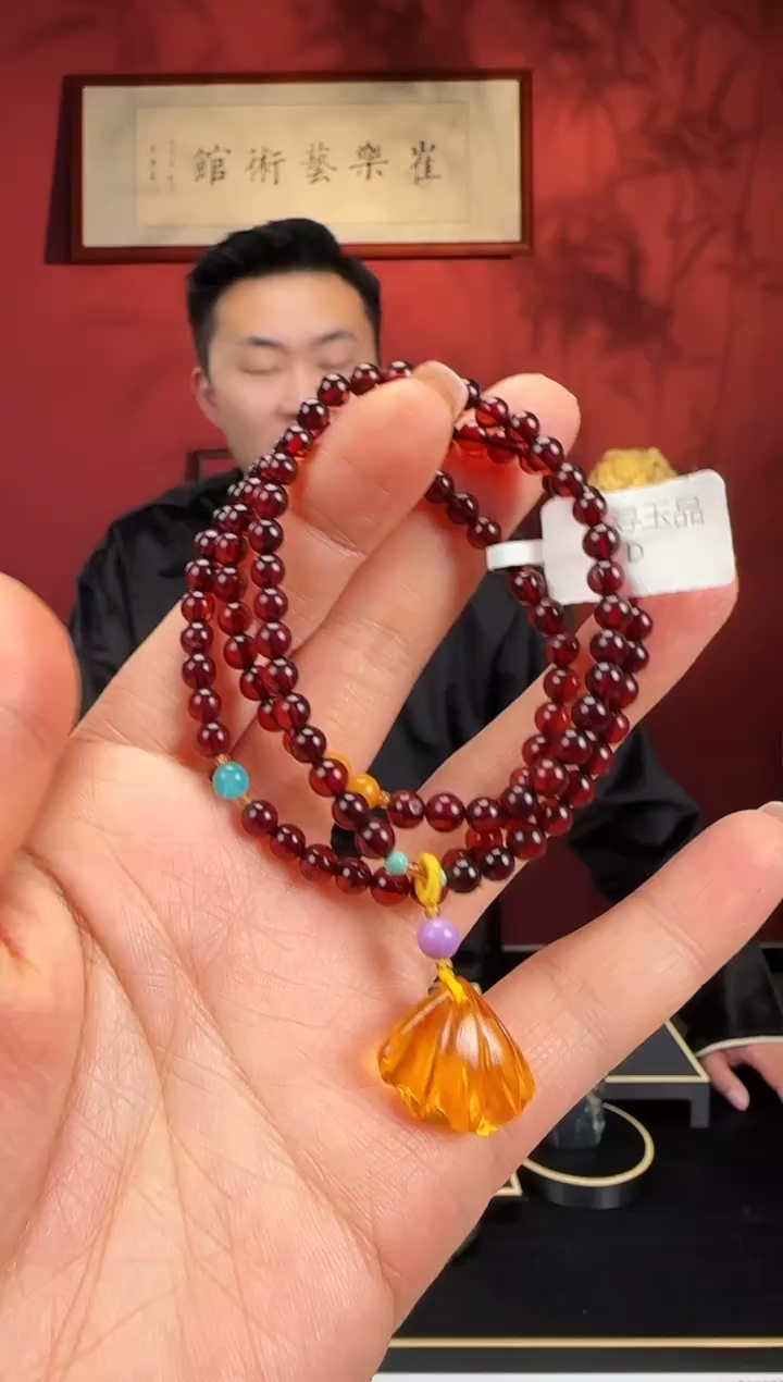 琥珀颈饰未镶嵌琥珀手串
