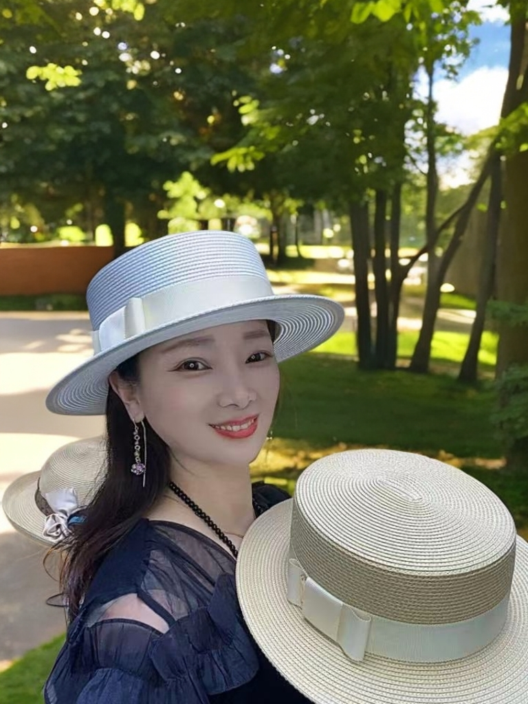 帽子男女款2025新款夏季韩版平顶草帽百搭遮阳防晒草编太阳帽礼帽