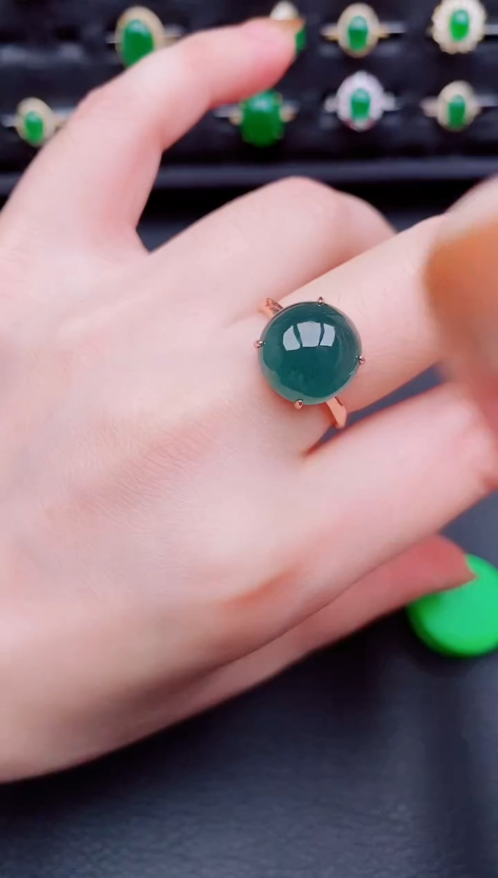 【闪购商品】翡翠戒指银S925镶嵌天然a货翡翠98