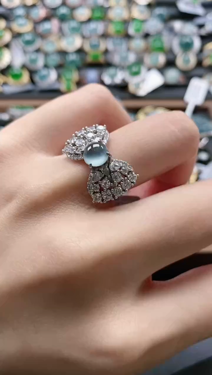 【闪购商品】翡翠戒指银S925镶嵌5115-5