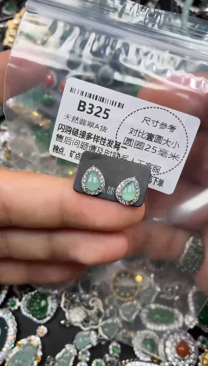 颈饰未镶嵌翡翠B325耳钉