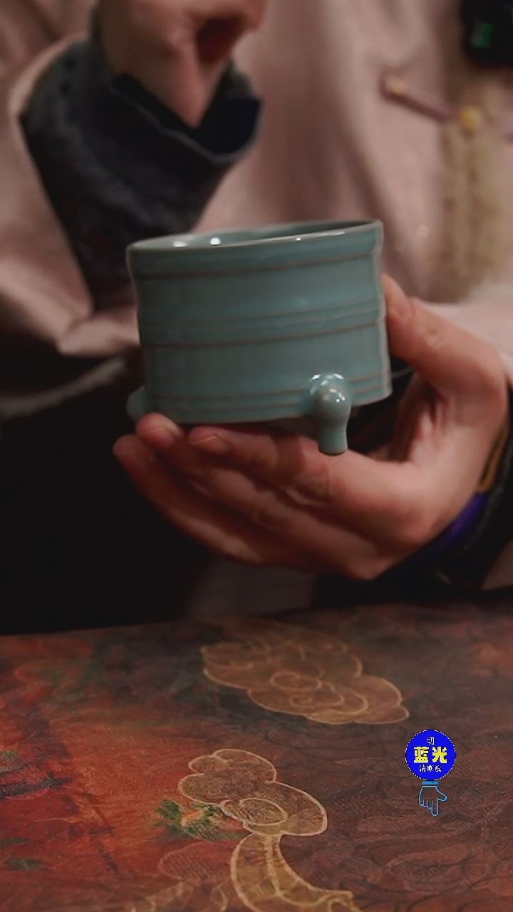 摆件瓷纯手工清凉寺原矿釉三足杯