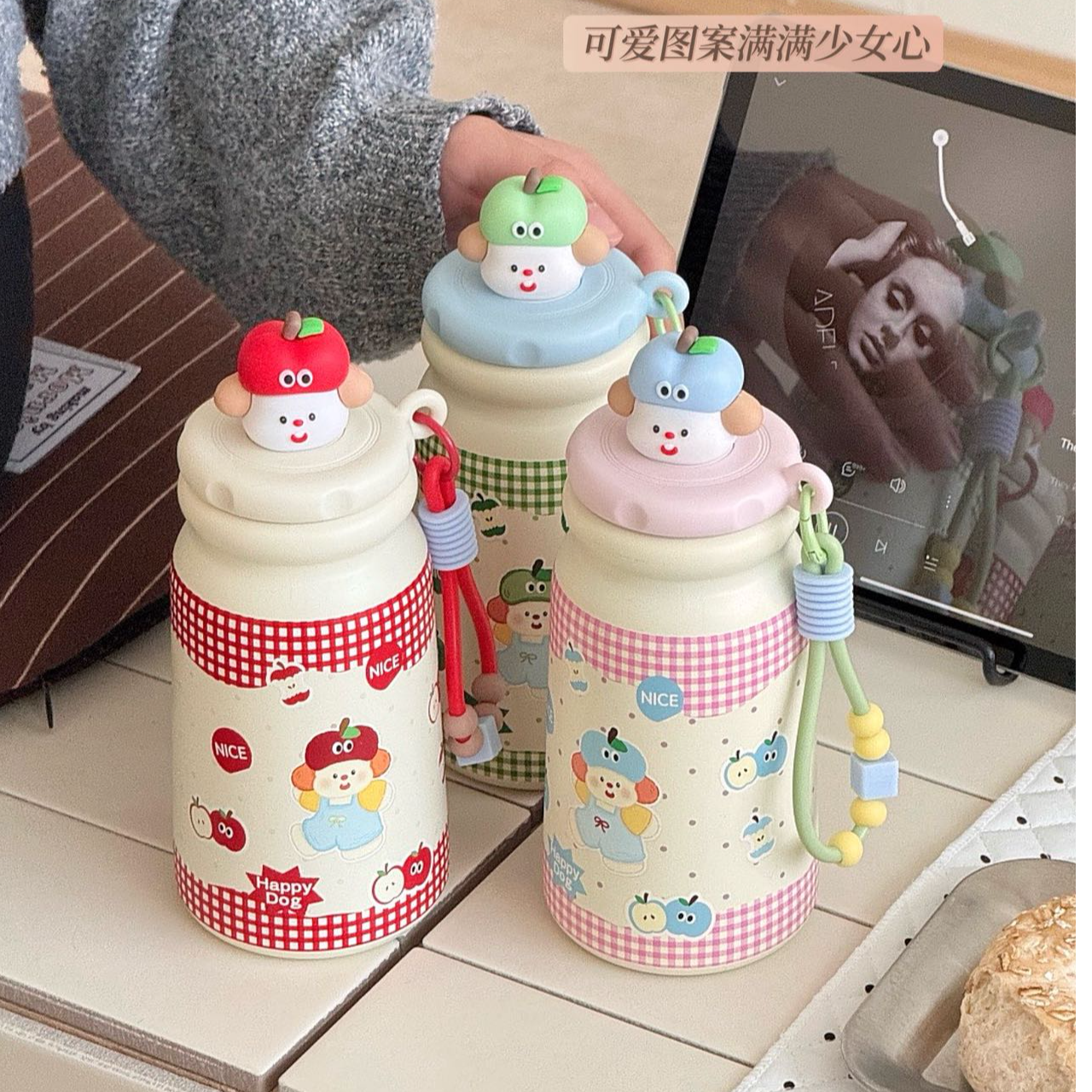 女生可爱保温杯女学生吸管杯简约两用外出携带上学专用高颜值水杯