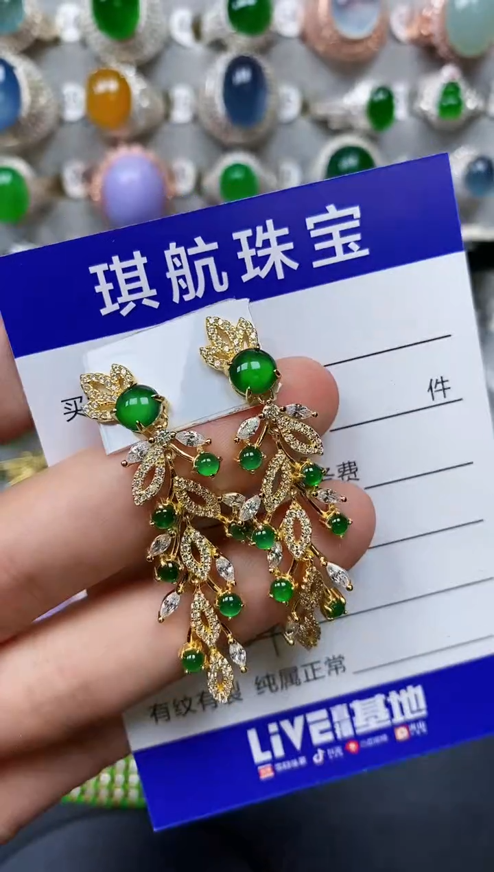 【闪购商品】翡翠耳饰银S925镶嵌0564