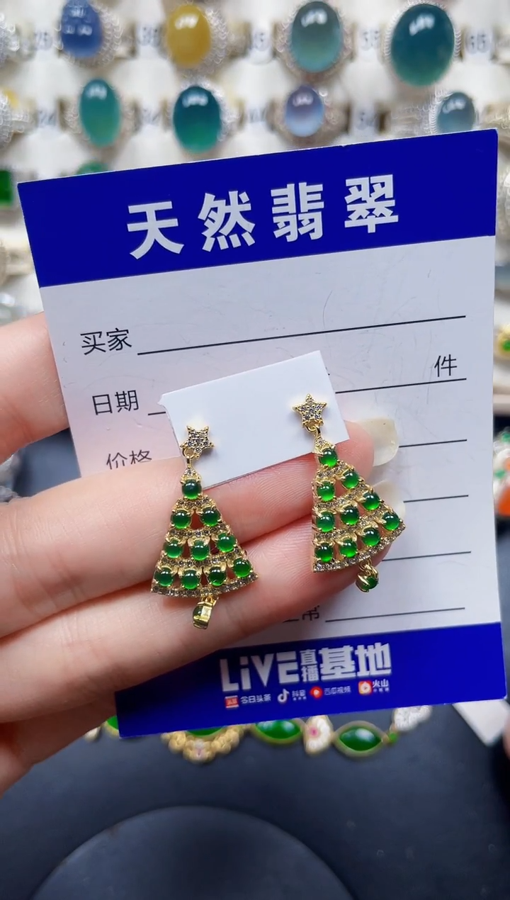 银S925镶嵌翡翠耳饰171